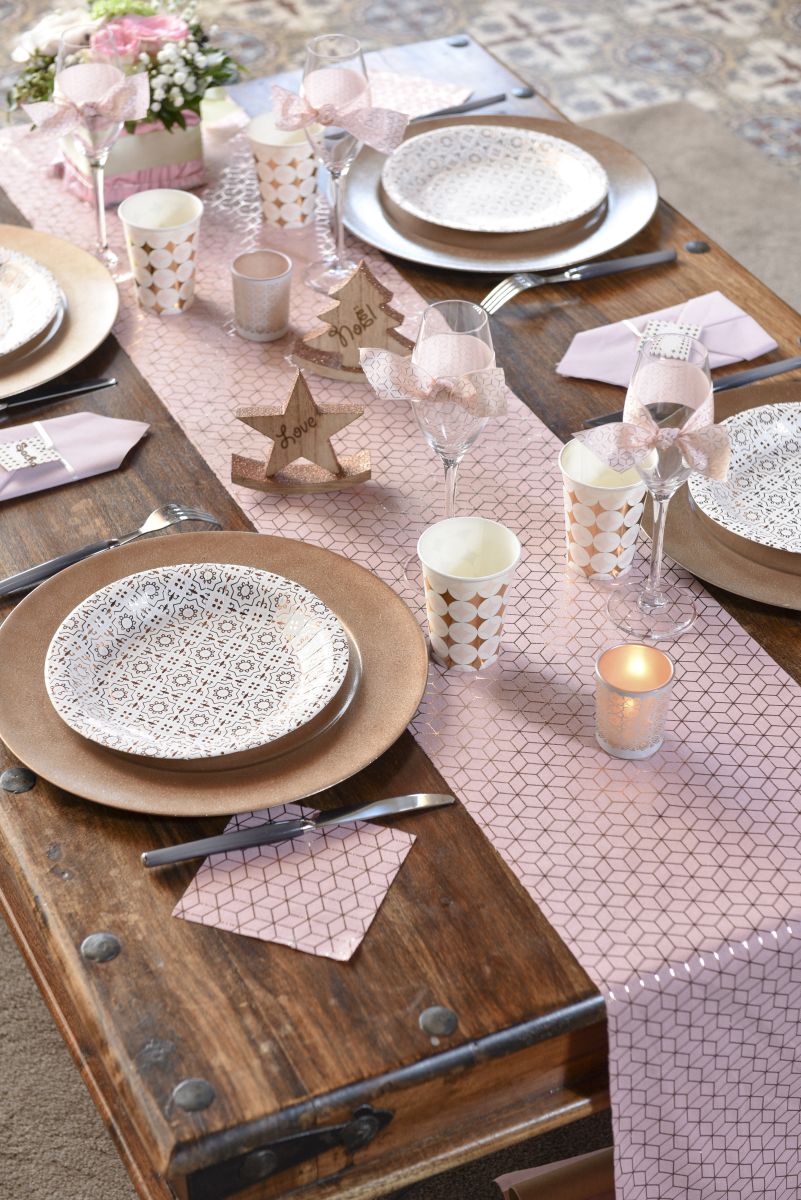 Tischläufer Rosa Baumwolle Hochzeit | Rose Tischläufer cama24 mit | aus Muster Kupfer 