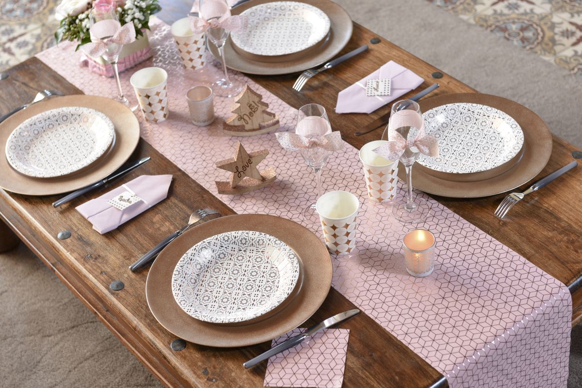 Tischläufer Rosa Muster | Tischläufer mit Kupfer Baumwolle Rose aus Hochzeit | | cama24